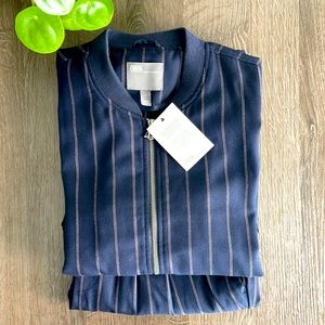 ASOS DESIGN Two-Piece Slim Pinstripe Bomber & Pant